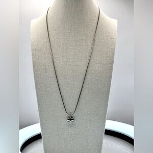 Silver Tone Snake Chain Necklace with Heart Pendant with Husband Engraved 20”